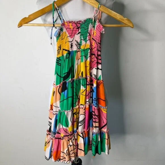 Agua Bendita Pacifico Malika Joo Bah Girls Smocked Tiered Ruffle Dress Size 3Y - Picture 5 of 6